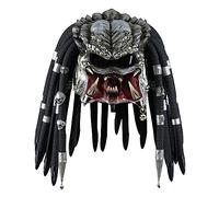 Infinity Gauntlet Predator Mask Jungle Hunter Alien Cyberpunk with Dreaded Hair Full Head Latex Helmet Halloween Cosplay Costume Mask Props Accessories for Adults