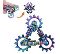Infinity Gear Fidget Toy, Solid Metal Never Ending Flippy Novelty Kinetic Desk Toy, Relieve Stress, Anxiety, Promotes Focus, Keep Fingers/Hands Busy, Avoid Bad Habits (Rainbow)