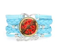 Infinity,Gear,Watermelon,Fruit,Love,Adjustable,Leather,Braided,Bracelet Blu