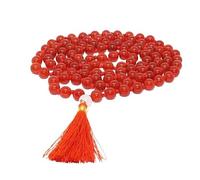 INFINITY GEMS Natural AAA Red Carnelian 108 Mala Necklace|108 Prayer Beaded Mala Necklace| Hand knotted Mala Bracelet | Japa Mala| 8mm Round Beads| Meditation Tassel