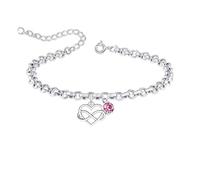 Infinity Heart Bracelet with Swarovski Crystal Birthstone, 925 Sterling Silver, Gift for Women, Gift for Girl's, Birthday Gift, Personalised Bracelet, Gifts for Her