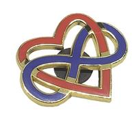 Infinity Heart Enamel Brooch: Infinity Celtic Knot with Infinite Love Blue and Red | Polyamory Pride Jewelry, Small, Enamel, Metal, Not Known, Small, enamel, metal, unknown