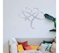 Infinity Heart Metal Wall Decor, Unique Infinity Heart Wall Decor Love Sign Plaque Steel Art Geometric Bedroom Ornaments Cut Out for Home, Wedding Decor (23.6x20.6in, Silver)