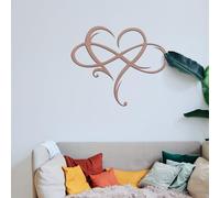 Infinity Heart Metal Wall Decor, Unique Infinity Heart Wall Decor Love Sign Plaque Steel Art Geometric Bedroom Ornaments Cut Out for Home, Wedding Decor (15.7x13.7in, Champagne)