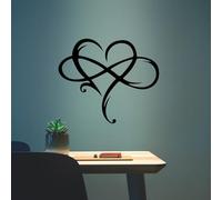 Infinity Heart Metal Wall Decor, Unique Infinity Heart Wall Decor Love Sign Plaque Steel Art Geometric Bedroom Ornaments Cut Out for Home, Wedding Decor (15.7x13.7in, Black)