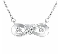 Infinity Heart Necklace Urn Necklaces for Ashes Cremation Jewelry for Ashes Urns for Human Ashes Pendant Necklace with Funnel Filler Kit (Silver-White)
