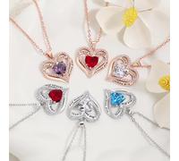 Infinity Heart Shaped Diamond Pendant Jewelry Birthday Month Necklace Black