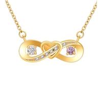 Infinity Heart Urn Necklaces for Ashes Birthstone Cremation Jewelry for Ashes Love Keepsake Memorial Necklace for Women Men Ashes Holder Urn Pendant Jewellery Gift (Gold-Light purple)