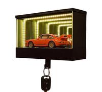 Infinity Illusion Key Hanger - Battery Powered LED Wall Rack Storage Stand, Modern Automotive Style Organizer | House Entrances Gate Areas Living Rooms Bedrooms Workspaces Hotels Cafes Studio