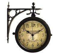 Infinity Instruments Charelston Outdoor Clock, Waterproof Double Sided Train Station Clock & Thermometer