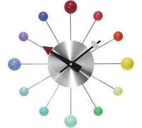 Infinity Instruments Orb Spoke Midcentury Modern 15 inch Retro Starburst | Ball Wall Clock Quiet Quartz Movement Mid Century Modern Decorative (Rainbow)