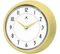 Infinity Instruments Retro Wall Clock for Living Room - Silent & Small Kitchen Clock - Vintage Horloge Murale for Retro Decor, Modern Accent, Living Room Display, Decorative Home - Circle Yellow