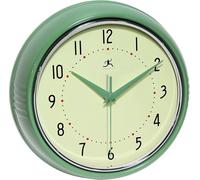 Infinity Instruments Retro Wall Clock for Living Room - Silent & Small Kitchen Clock - Vintage Horloge Murale for Retro Decor, Modern Accent, Living Room Display, Decorative Home - Circle Green