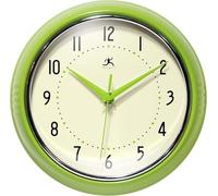 Infinity Instruments Retro Wall Clock for Living Room - Silent & Small Kitchen Clock - Vintage Horloge Murale for Retro Decor, Modern Accent, Living Room Display, Decorative Home - Circle Apple Green