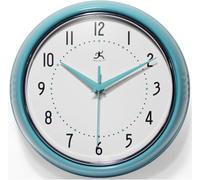 Infinity Instruments Retro Wall Clock for Living Room - Silent & Small Kitchen Clock - Vintage Horloge Murale for Retro Decor, Modern Accent, Living Room Display, Decorative Home - Circle Turquoise