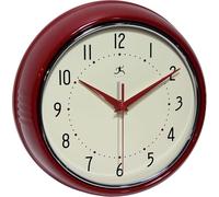 Infinity Instruments Retro Wall Clock for Living Room - Silent & Small Kitchen Clock - Vintage Horloge Murale for Retro Decor, Modern Accent, Living Room Display, Decorative Home - Circle Red