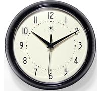 Infinity Instruments Retro Wall Clock for Living Room - Silent & Small Kitchen Clock - Vintage Horloge Murale for Retro Decor, Modern Accent, Living Room Display, Decorative Home - Circle Black