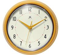 Infinity Instruments Retro Wall Clock for Living Room - Silent & Small Kitchen Clock - Vintage Horloge Murale for Retro Decor, Modern Accent, Living Room Display, Decorative Home - Circle Saffron