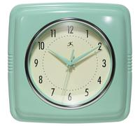 Infinity Instruments Square Retro Wall Clock, Pastel Green, 9.25"