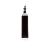 Infinity Jars Black Ultraviolet Square Glass Oil Bottle 1L (34 fl oz) w/Plastic Pour Spout, Airtight Round Easy Refill Vinegar Cruet Cooking Oil Dispenser Bottle, Olive Oil Bottle for Kitchen 3-Pack