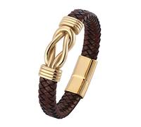 Infinity Knot Bracelets Gift For Him Love You Forever Genuine Leather Cuff Wristband With Magnetic Clasp Punk Jewellery Birthday Gifts Husband Boyfriend Brown 20.5Cm