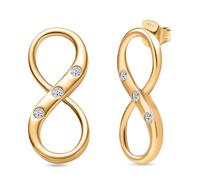 Infinity Lab Grown Diamond Earrings in Rhodium and Yellow Gold Plated Sterling Silver - Push Back Studs for Women - 0.20 Ct (Yellow Gold)
