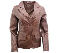 Infinity Ladies Casual Brown Leather Blazer Jacket 20