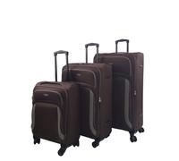 Infinity Leather 3 Pcs Soft Shell Brown Luggage Suitcase Set Including Cabin + Medium + Large