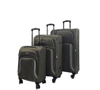 Infinity Leather 3 Pcs Soft Shell Khaki Green Luggage Suitcase Set Including Cabin + Medium + Large