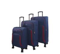 Infinity Leather 3 Pcs Soft Shell Navy Blue Luggage Suitcase Set Including Cabin + Medium + Large
