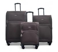 Infinity Leather 3 Piece Luggage Sets Soft Shell Lightweight Expandable Nylon Travel Cabin Case Holiday Suitcase Bags (3 Pcs Set Including Cabin,M,L)