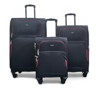 Infinity Leather 3 Piece Luggage Sets Soft Shell Lightweight Expandable Nylon Travel Cabin Case Holiday Suitcase Bags (3 Pcs Set Including Cabin,M,L)