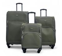 Infinity Leather 3 Piece Luggage Sets Soft Shell Lightweight Expandable Nylon Travel Cabin Case Holiday Suitcase Bags (3 Pcs Set Including Cabin,M,L)