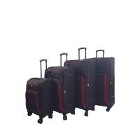 Infinity Leather 4 Pcs Soft Shell Black Luggage Suitcase Set Including Cabin + Medium + Large + XL