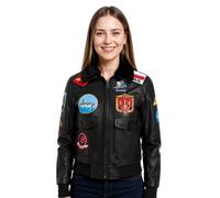 Infinity Leather A2 Top Gun Leather Bomber Jacket-Kimberley In Black Black 14
