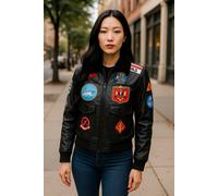 Infinity Leather A2 Top Gun Leather Bomber Jacket-Springs In Black Black