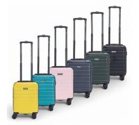 Infinity Leather Abs Hardshell Underseat Cabin Suitcase 45 X 30 X 20 Cm Luggage Suitable For Wizz Air In Blue Blue