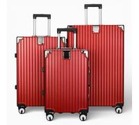 Infinity Leather Aluminium Frame Hardshell Suitcase Abs Luggage Suitcases In Red Red
