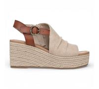 Infinity Leather Amira Womens Brown Beige Wedge Slingbacks Espadrille Summer Heel Sandals