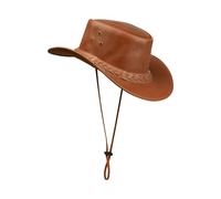 Infinity Leather Australian Unisex Western Cowboy Hat Leather Outback Outlaw Classic - Camel - Medium
