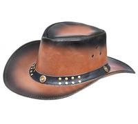 Infinity Leather Australian Western Style Cowboy Outback Real Leather Aussie Bush Hat in Brown | Size: 2XL