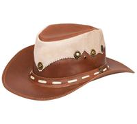 Infinity Leather Australian Western Style Cowboy Outback Real Leather & Suede Aussie Bush Hat in Tan | Size: Large Infinity Leather Tan L