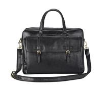 Infinity Leather Belmont - Vintage Genuine Leather Laptop Bag Briefcase - Black