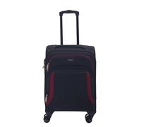 Infinity Leather Black Cabin Suitcase 55 x 40 x 20 cm Soft Shell Luggage Travel Suitable for Easyjet, Ryanair, Jet 2 Paid Carry on