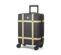 Infinity Leather Black Gold Cabin Suitcase 55 x 35 x 22 cm Lightweight Hard Shell Luggage Suitable for Easyjet, Ryaniar, Jet 2 Paid Carry on