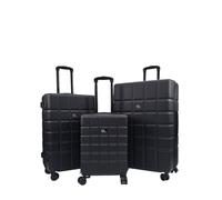 Black Hard Shell Classic 8 Wheel Cabin Luggage Case Travel Suitcases Infinity Leather Black Medium