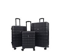 Infinity Leather Black Hard Shell Classic Suitcase Set 8 Wheel Cabin Luggage Case Travel Bag Black