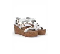 Infinity Leather Blowfish Wedge Strappy Espadrille Heel Sandals - Ali In White White