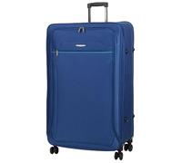 Infinity Leather Blue Lightweight Soft Suitcases 4 Wheel Luggage Travel Expandable