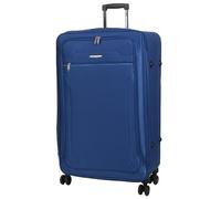 Infinity Leather Blue Lightweight Soft Suitcases 4 Wheel Luggage Travel Expandable